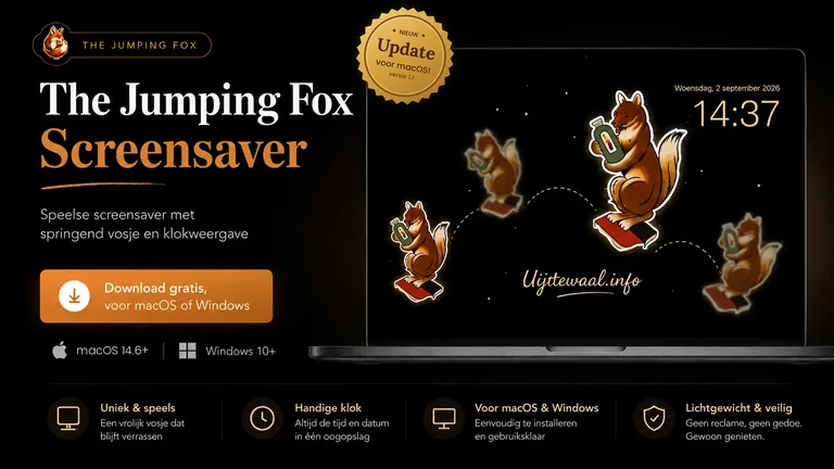 The Jumping Fox: screensaver with a jumping fox, clock and date